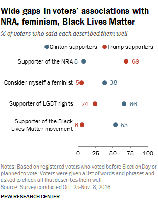 Wide gaps in voters’ associations with NRA, feminism, Black Lives Matter