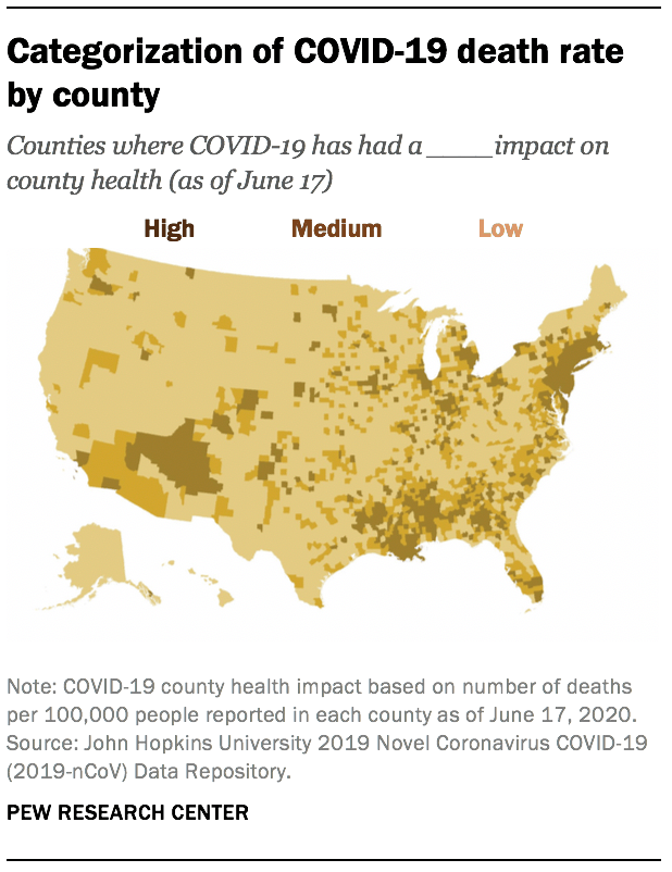 Categorization of COVID-19 death rate by county