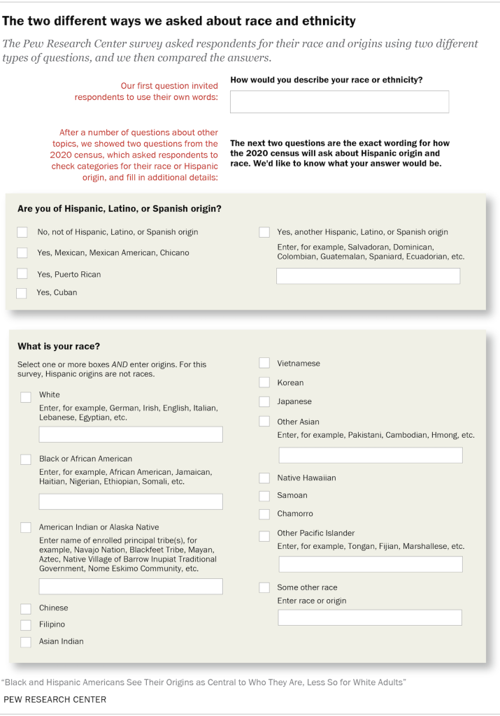 The two different ways we asked about race and ethnicity