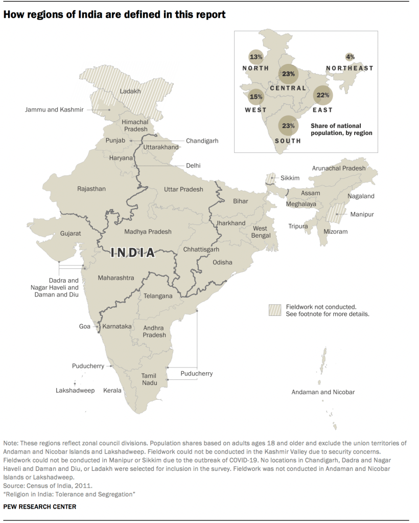 How regions of India are defined in this report