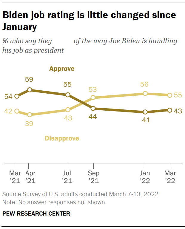 Biden job rating is little changed since January