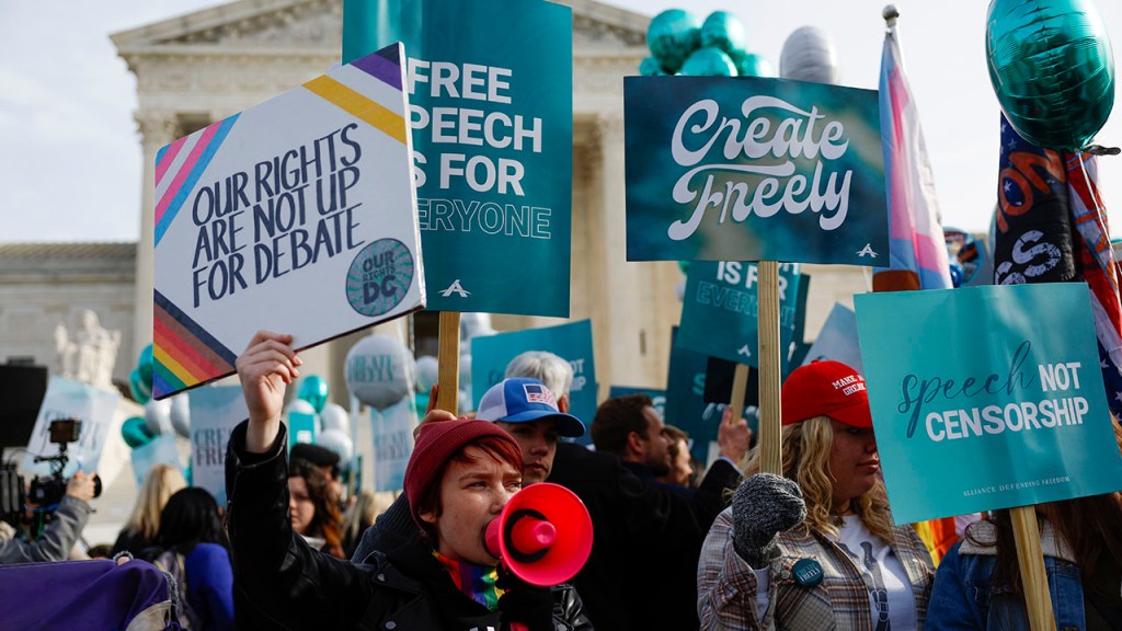 Protestors Rally At Supreme Court During Religious Liberties Case Hearing