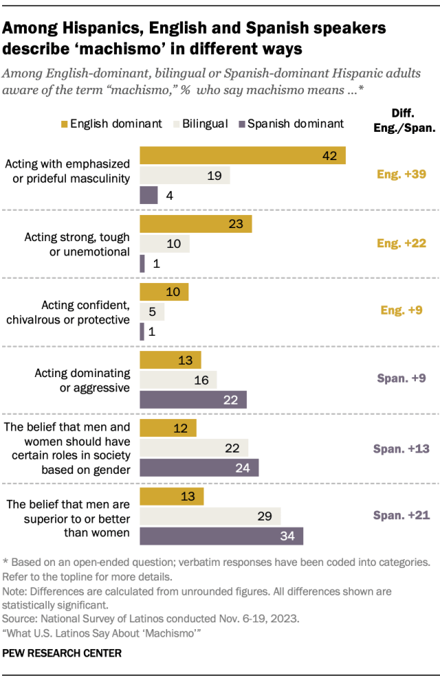 Among Hispanics, English and Spanish speakers describe ‘machismo’ in different ways
