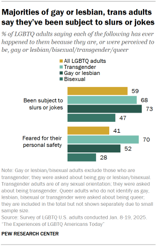 Chart shows Majorities of gay or lesbian, trans adults say they’ve been subject to slurs or jokes