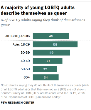 Chart shows majority of young LGBTQ adults describe themselves as queer