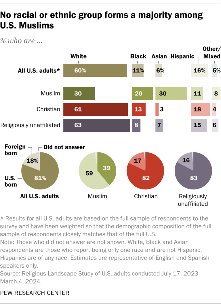 No racial or ethnic group forms a majority among U.S. Muslims