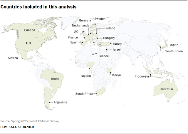 A world map showing that countries included in this analysis.