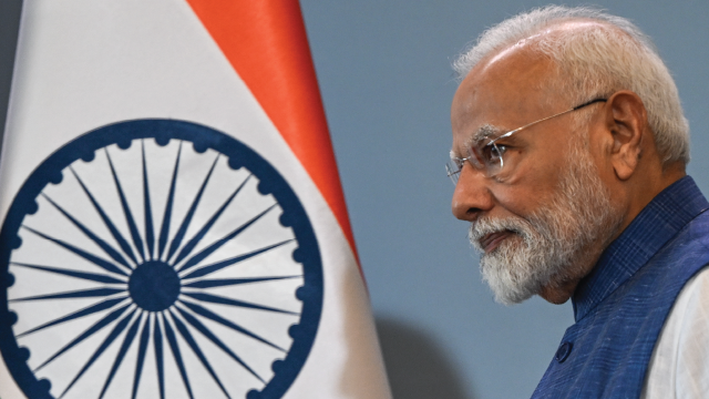 Indian Prime Minister Narendra Modi at a press conference in August 2024. (Artur Widak/NurPhoto via Getty Images)