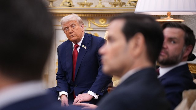 President Donald Trump listens to a reporter's question during a meeting with Turkish President Recep Tayyip Erdogan in the White House's Oval Office on Sept. 25. (Andrew Harnik/Getty Images)