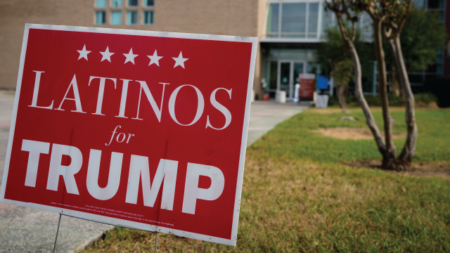 A campaign sign in Houston on Election Day 2024. (Yi-Chin Lee/Houston Chronicle via Getty Images)