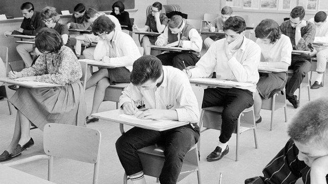 High school students take the College Board exams on March 7, 1964. (Leffler/Library of Congress/Interim Archives via Getty Images)